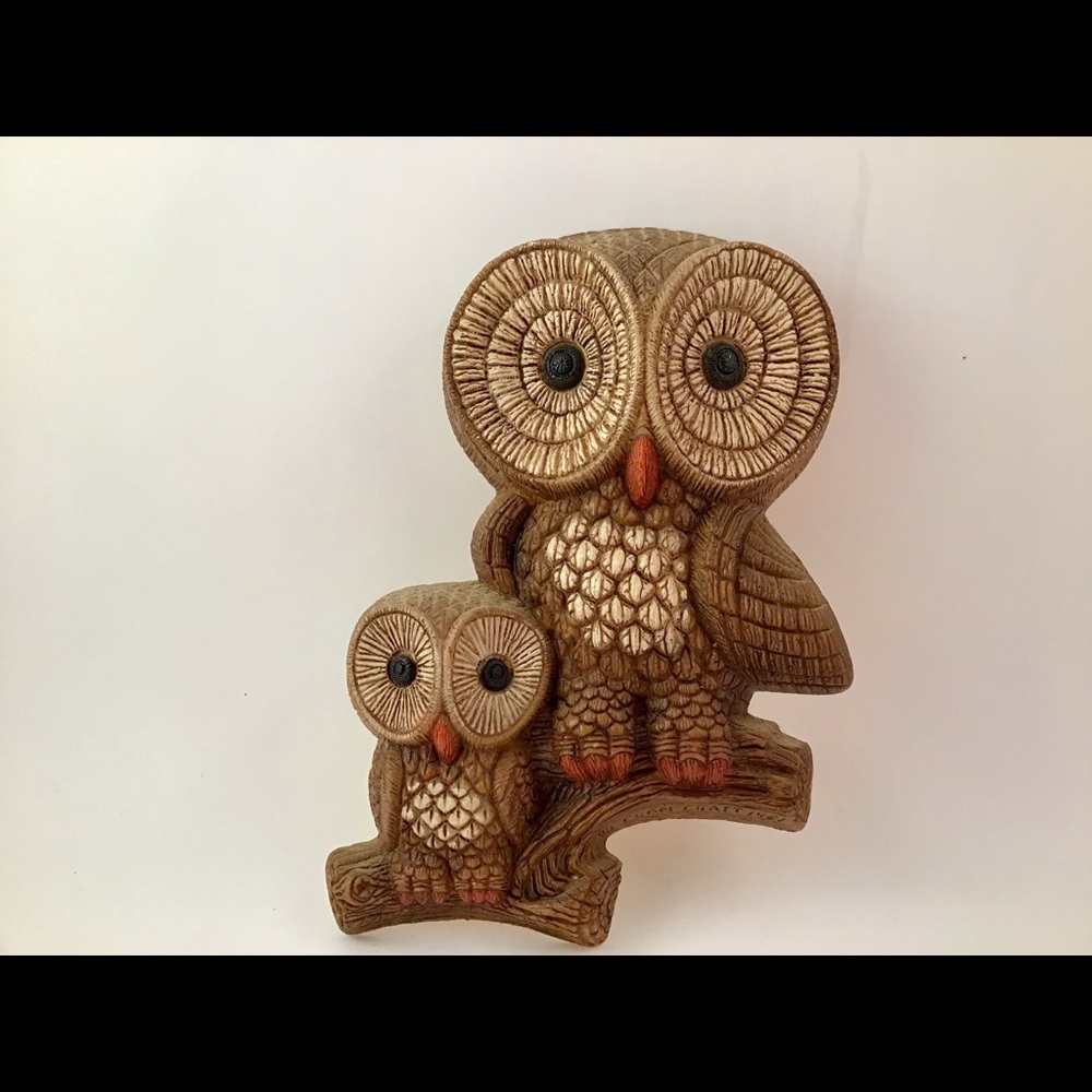 This is a vintage owl with Her darling baby owl.